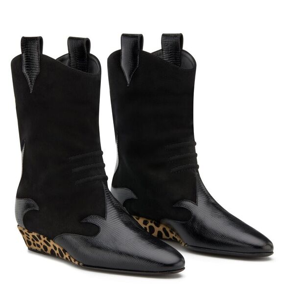 Giuseppe Zanotti Hadley Women's Black Leather Suede Fashion Boot Size 7.… - Picture 3 of 15